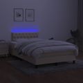 vidaXL Boxspring posteľ s matracom a LED krémová 120x190 cm látka