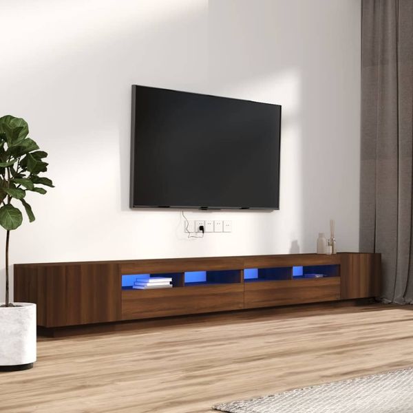 vidaXL 3-dielna súprava TV skriniek s LED hnedý dub spracované drevo