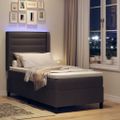 vidaXL LED box s pružinami s matracmi Tmavohnedá 90 x 190 cm látka