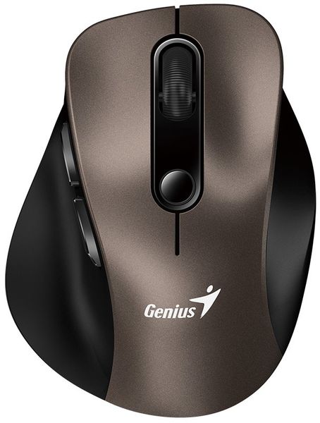 Myš GENIUS Ergo 9000S Champagne Titanium/ duálne Bluetooth + 2,4GHz/ 2400 dpi/ bezdrôtová/ tichá/ titánová Myš, bezdrôtová, optická, 2400DPI, 6 tlačidiel, Bluetooth, USB, šedo-čierna