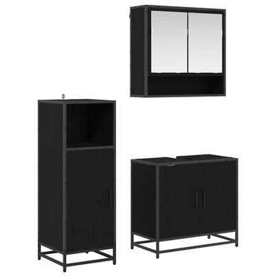 vidaXL Sada kúpeľňového nábytku 3 pcs Čierny dub Kompozitné drevo