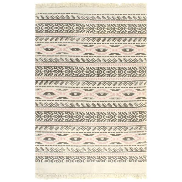 vidaXL Kilim koberec sivý/ružový 120x180 cm bavlnený vzorovaný
