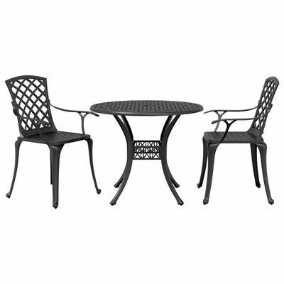 vidaXL 3-dielna bistro súprava čierna liaty hliník