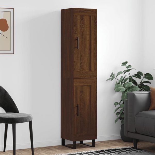 vidaXL Vysoká skrinka hnedý dub 34,5x34x180 cm spracované drevo