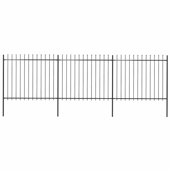 vidaXL Záhradný plot s vrchnou časťou z ocele 537x150 cm čierny