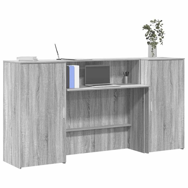 vidaXL Recepčný stôl sivý dub sonoma 200x50x103,5 cm kompozitné drevo
