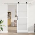 vidaXL Posuvné dvere Biela 93 x 232 cm Masívne borovicové drevo a sklo