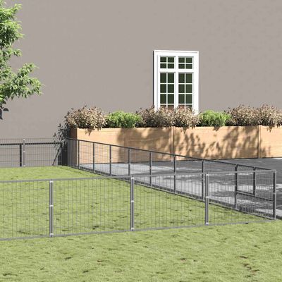 vidaXL Koterec pre psov strieborný 81 m² oceľ