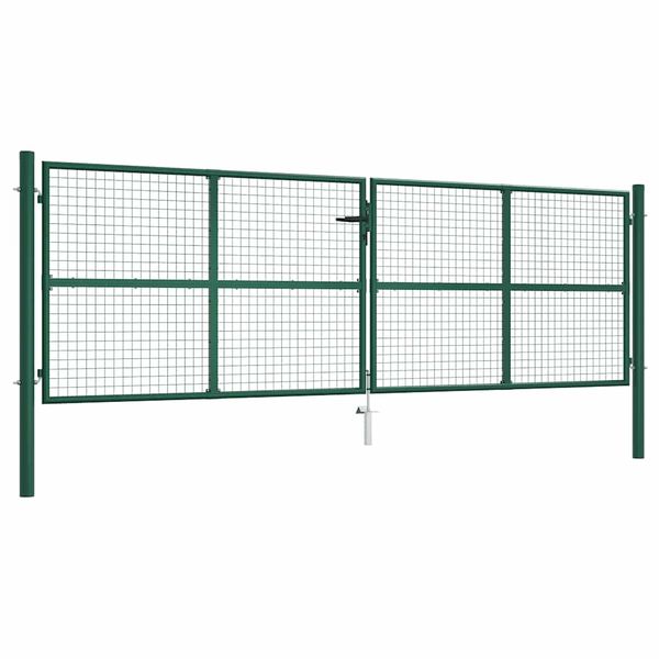 vidaXL Pletená záhradná brána oceľová 400x125 cm zelená