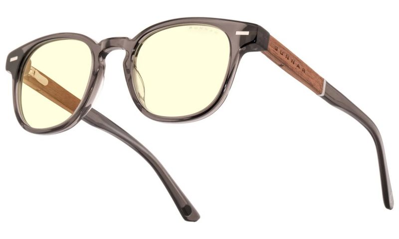 GUNNAR kancelárske/herné okuliare TIOGA GRAY CRYSTAL/WALNUT jantárové sklá MINERAL BLF 65 GUNNAR focus