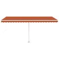 vidaXL Automatická markíza,LED a senzor vetra 500x350cm,oranžová/hnedá