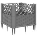 vidaXL Záhradný kvetináč s kolíkmi bledosivý 43,5x43,5x43,5 cm PP