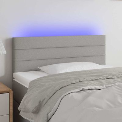 vidaXL Čelo postele s LED bledosivé 100x5x78/88 cm látka