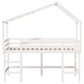 vidaXL Vyvýšená posteľ rebrík strecha biela 90x190 cm masívna borovica