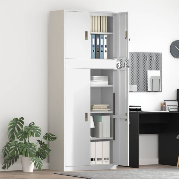 vidaXL Úložná skrinka 2 ks Biela 80 x 40 x 210 cm Oceľ Zamykateľné