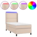 vidaXL Boxspring posteľ matrac a LED kapučínová 90x190 cm umelá koža
