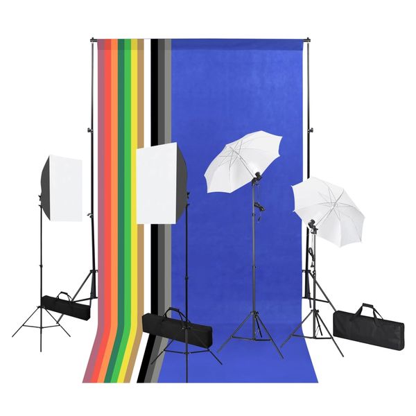 vidaXL Sada do fotoštúdia s pozadím, softbox osvetlením a dáždnikom
