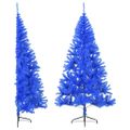 vidaXL Umelý vianočný polovičný stromček s podstavcom modrý 240cm PVC
