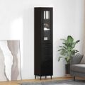 vidaXL Highboard Čierny dub 34,5 x 34 x 180 cm Kompozitné drevo
