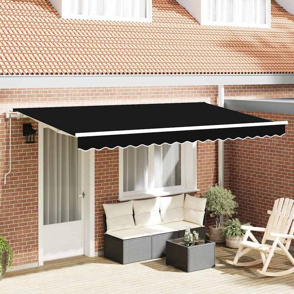 vidaXL Sklopná markíza Čierna 400 x 200 cm látka