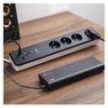 GoSmart predlžovací kábel 2 m / 4 zásuvky / s vyp. / s USB / biely-čierny / PVC / 1,5 mm2