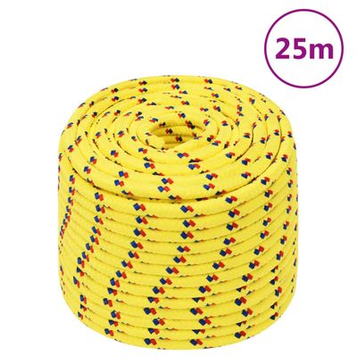 vidaXL Lodné lano žlté 12 mm 25 m polypropylén