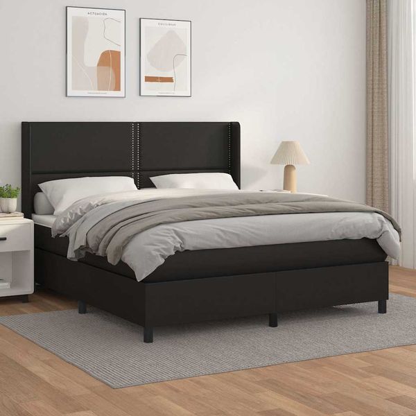 vidaXL Boxspring posteľ s matracom čierna 160x200 cm umelá koža
