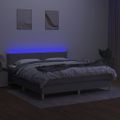 vidaXL Posteľ boxsping s matracom a LED bledosivá 160x200 cm látka