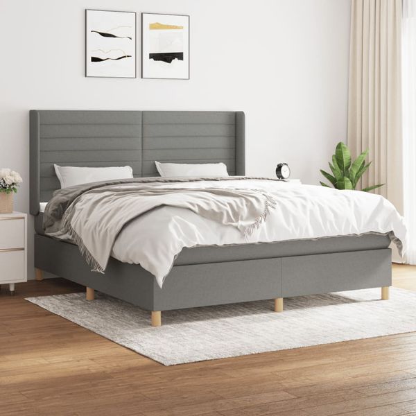 vidaXL Boxspring posteľ s matracom tmavosivá 160x200 cm látka