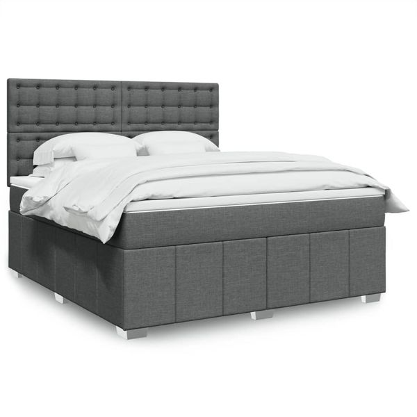 vidaXL Boxspring posteľ s matracom tmavosivá 180x200 cm látka