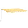 vidaXL Automatická markíza, LED a senzor vetra 500x300 cm, žltá/biela