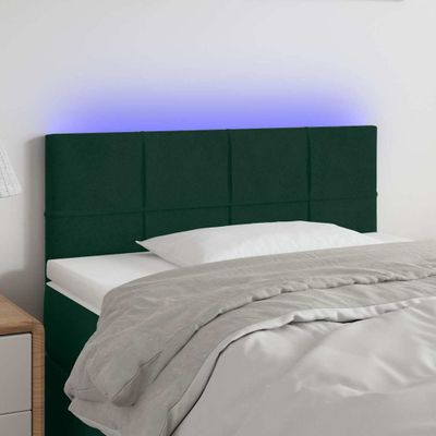 vidaXL Čelo postele s LED tmavozelené 80x5x78/88 cm zamat