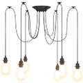 vidaXL Závesná lampa s 6 objímkami E27 čierny kov