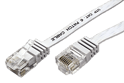 UTP patchkabel kat. 6, plochý, bílý, 10m