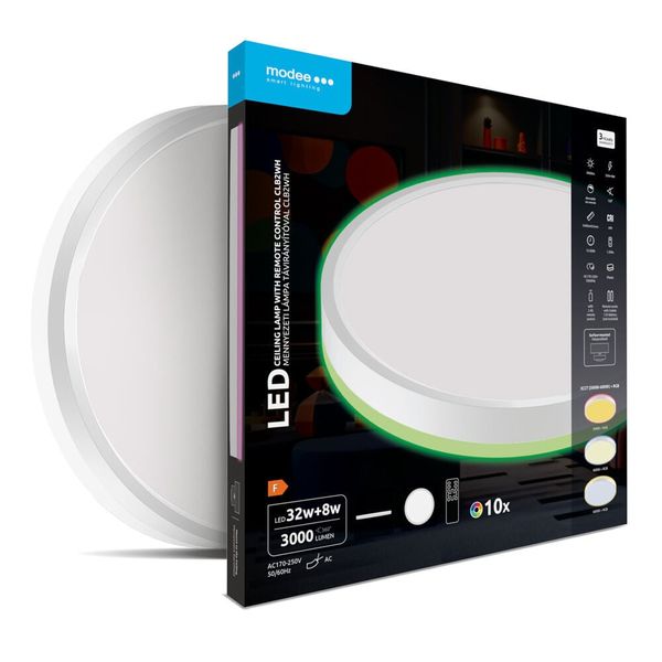 Modee Okrúhle stropné LED svietidlo CLB2WH 32+8W 3CCT+RGB 3000lm, ovládač (ML-CLB2WH)