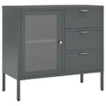 vidaXL Komoda antracitová 75x35x70 cm oceľ a tvrdené sklo