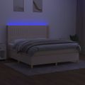 vidaXL Posteľ boxsping s matracom a LED krémová 160x200 cm látka