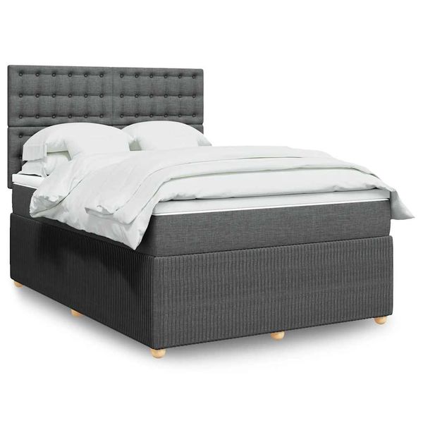 vidaXL Boxspring posteľ s matracom tmavosivá 140x190 cm látka