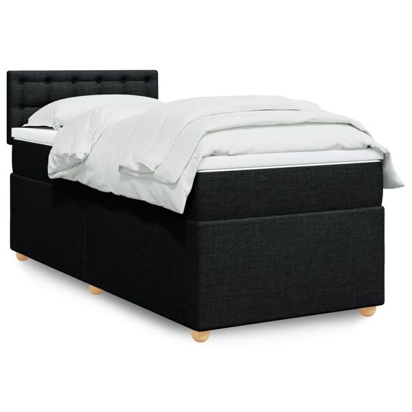 vidaXL Boxspring posteľ s matracom čierna 100x200 cm látka