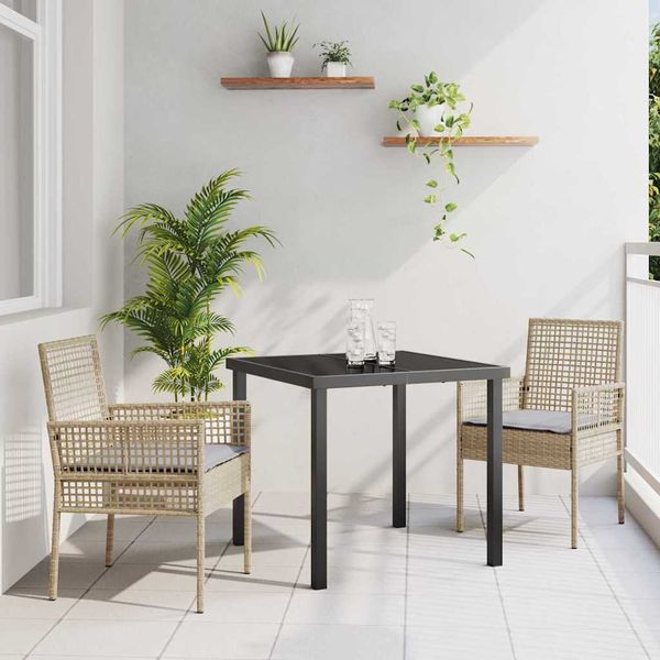 vidaXL Záhradný jedálenský set s vankúšom 3 pcs Béžová polyratan