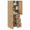 vidaXL Highboard Remeselný dub 69,5 x 34 x 180 cm Kompozitné drevo