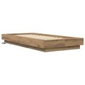 vidaXL Posteľový rám s LED Dub artisan 80 x 200 cm Kompozitné drevo