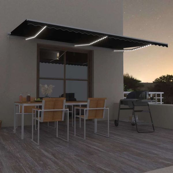 vidaXL Ručne zaťahovacia markíza s LED 600x300 cm antracitová