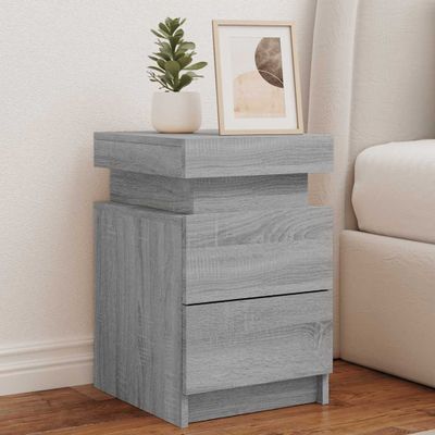 vidaXL Nočné stolíky s LED svetlami 2 ks sivé sonoma 35x39x55 cm