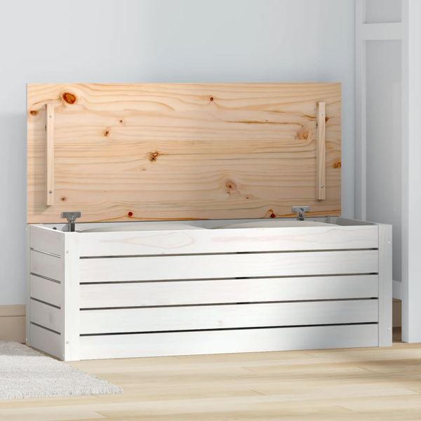 vidaXL Úložný box biely 89x36,5x33 cm masívna borovica