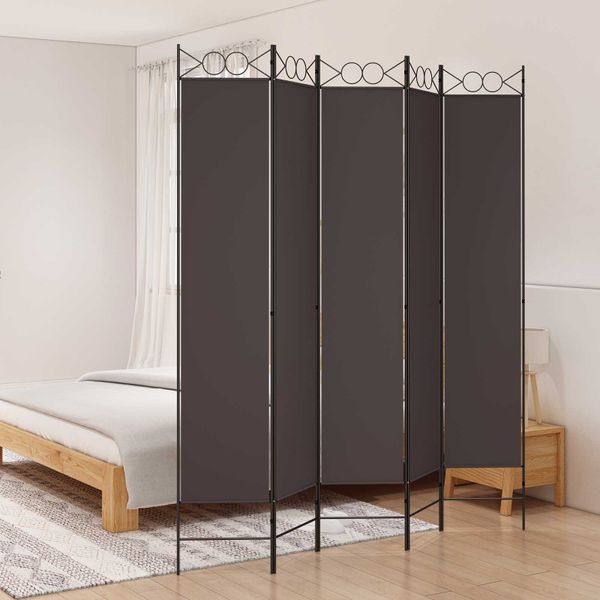 vidaXL 5-panelový paraván hnedý 200x220 cm látkový