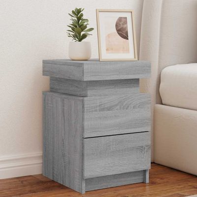 vidaXL Nočné stolíky s LED svetlami sivé sonoma 35x39x55 cm
