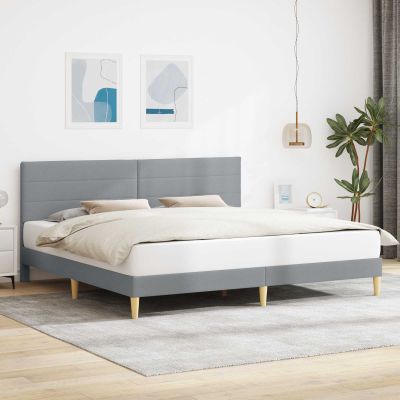 vidaXL Rám postele s čelnou doskou Svetlosivá 180 x 200 cm Látka