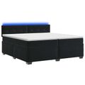 vidaXL Posteľ s boxspringom a matracom a LED Čierna 200 x 200 cm Zamat