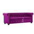 vidaXL 3-miestna pohovka Chesterfield, zamat 199x75x72 cm, fialová